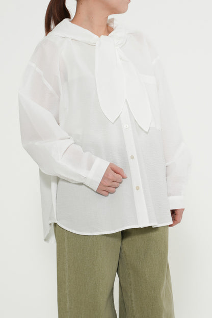 Bow Tie Hooded Blouse
