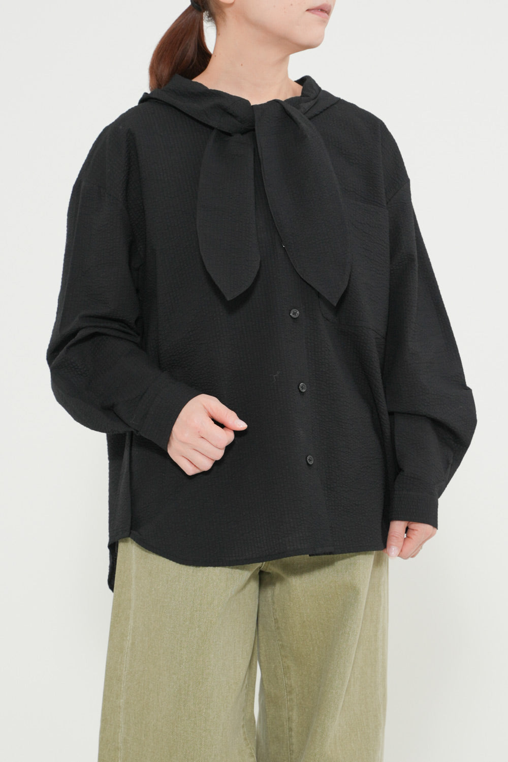 Bow Tie Hooded Blouse