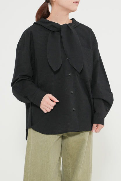 Bow Tie Hooded Blouse