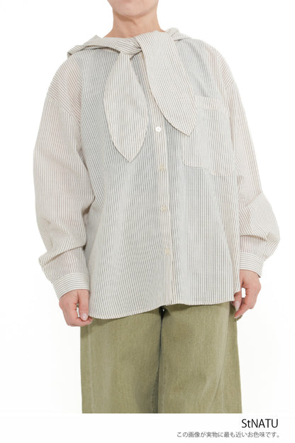 Bow Tie Hooded Blouse