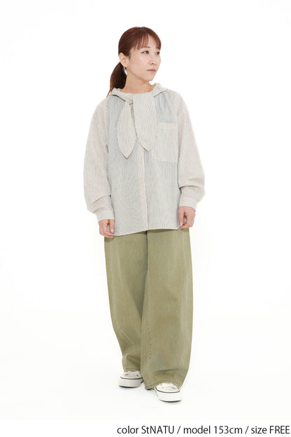 Bow Tie Hooded Blouse
