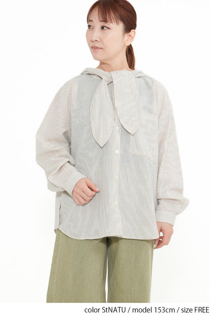 Bow Tie Hooded Blouse