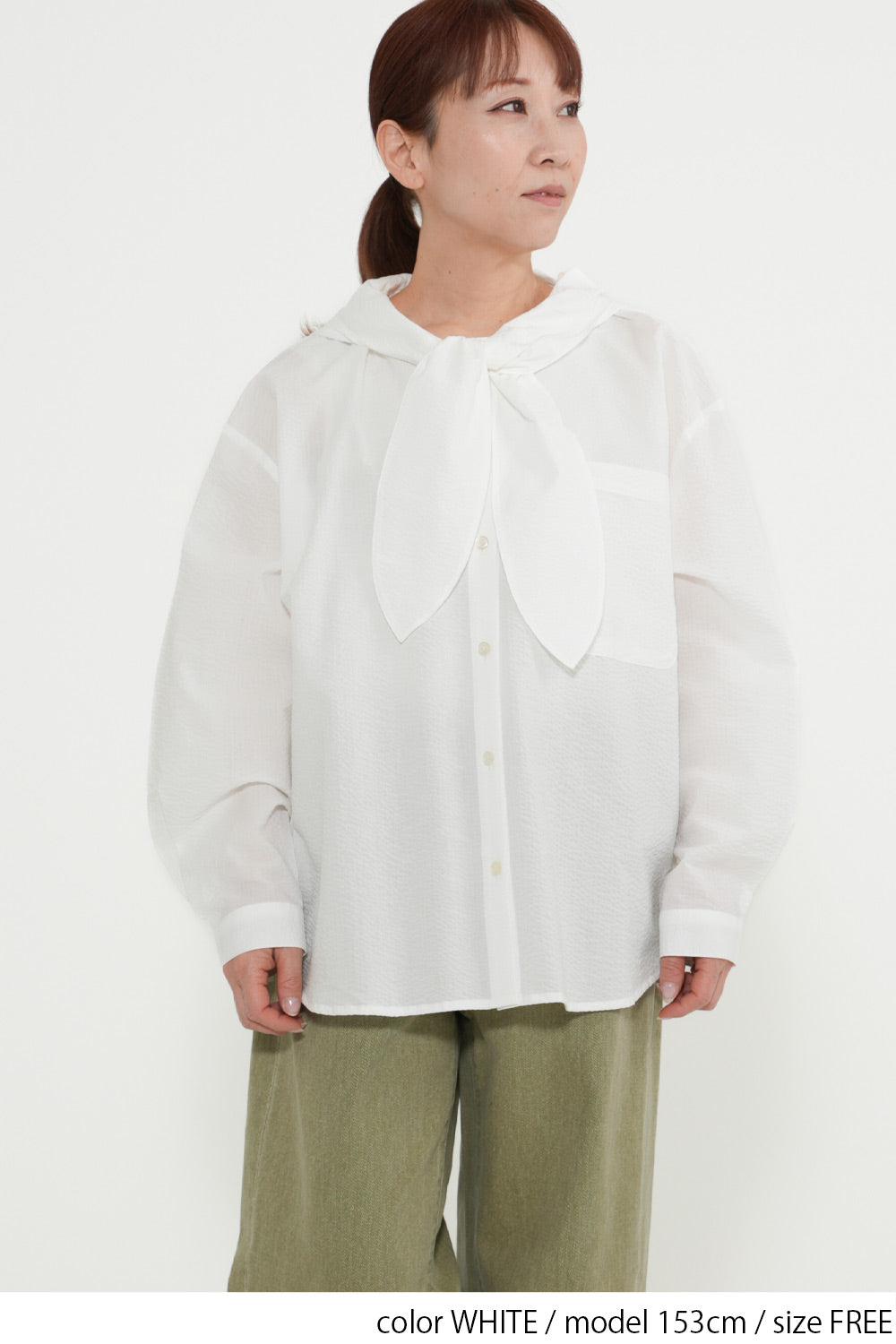 Bow Tie Hooded Blouse