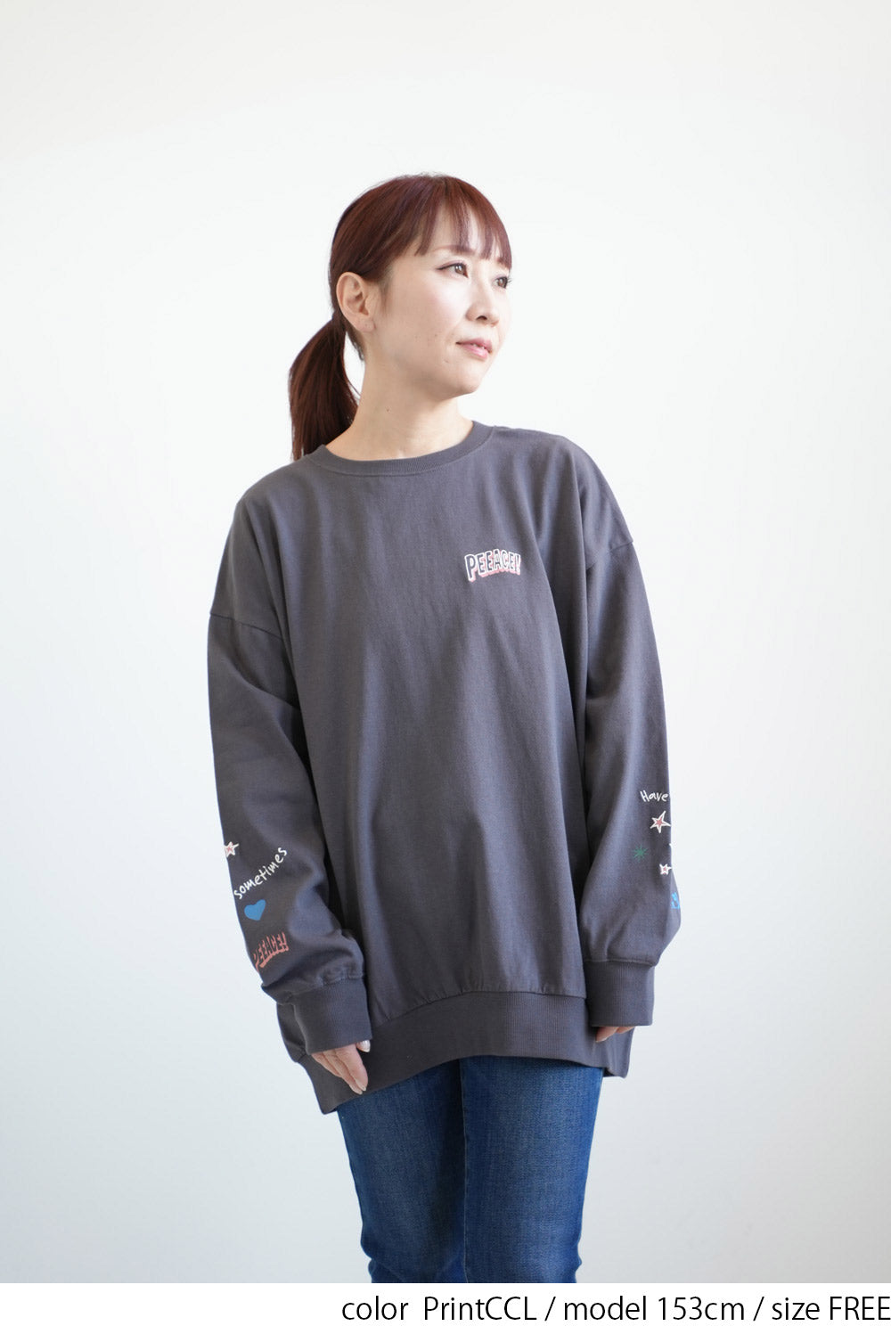 PEEACE!袖刺繍ロンT – HEART MARKET