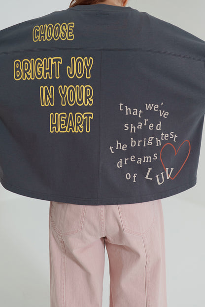 Back Logo Heart Print 3/4 Sleeve Pullover