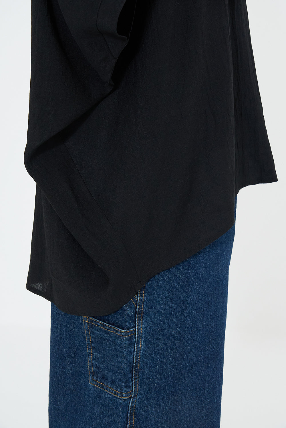 Back Button Woven Dolman Tunic