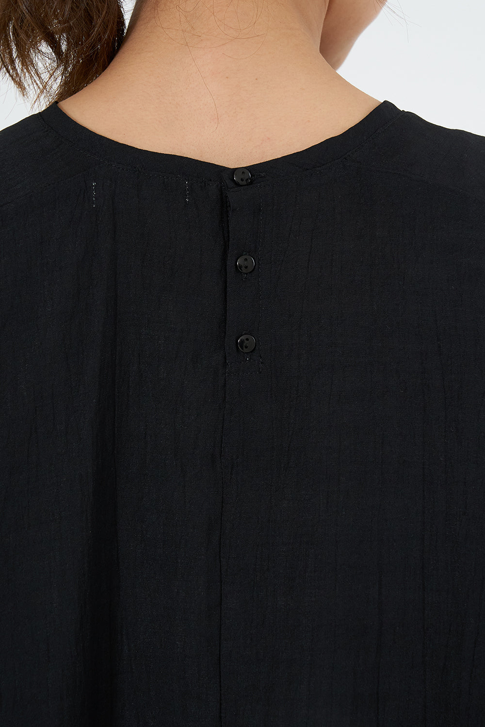 Back Button Woven Dolman Tunic