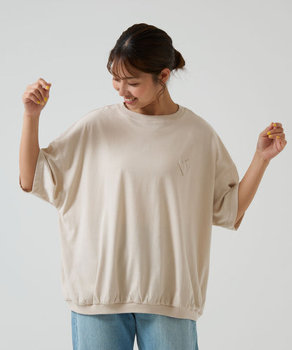 Hem Gathered Heart Pocket Pullover