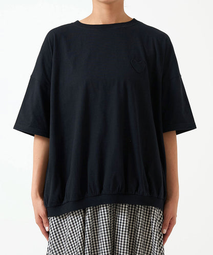 Hem Gathered Heart Pocket Pullover