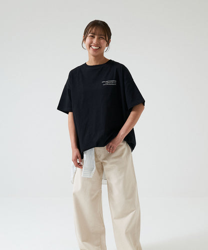アシメバックロゴ半袖チュニック