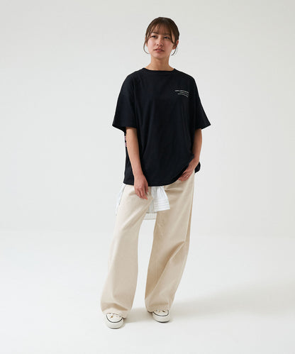 アシメバックロゴ半袖チュニック
