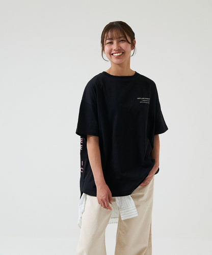 アシメバックロゴ半袖チュニック
