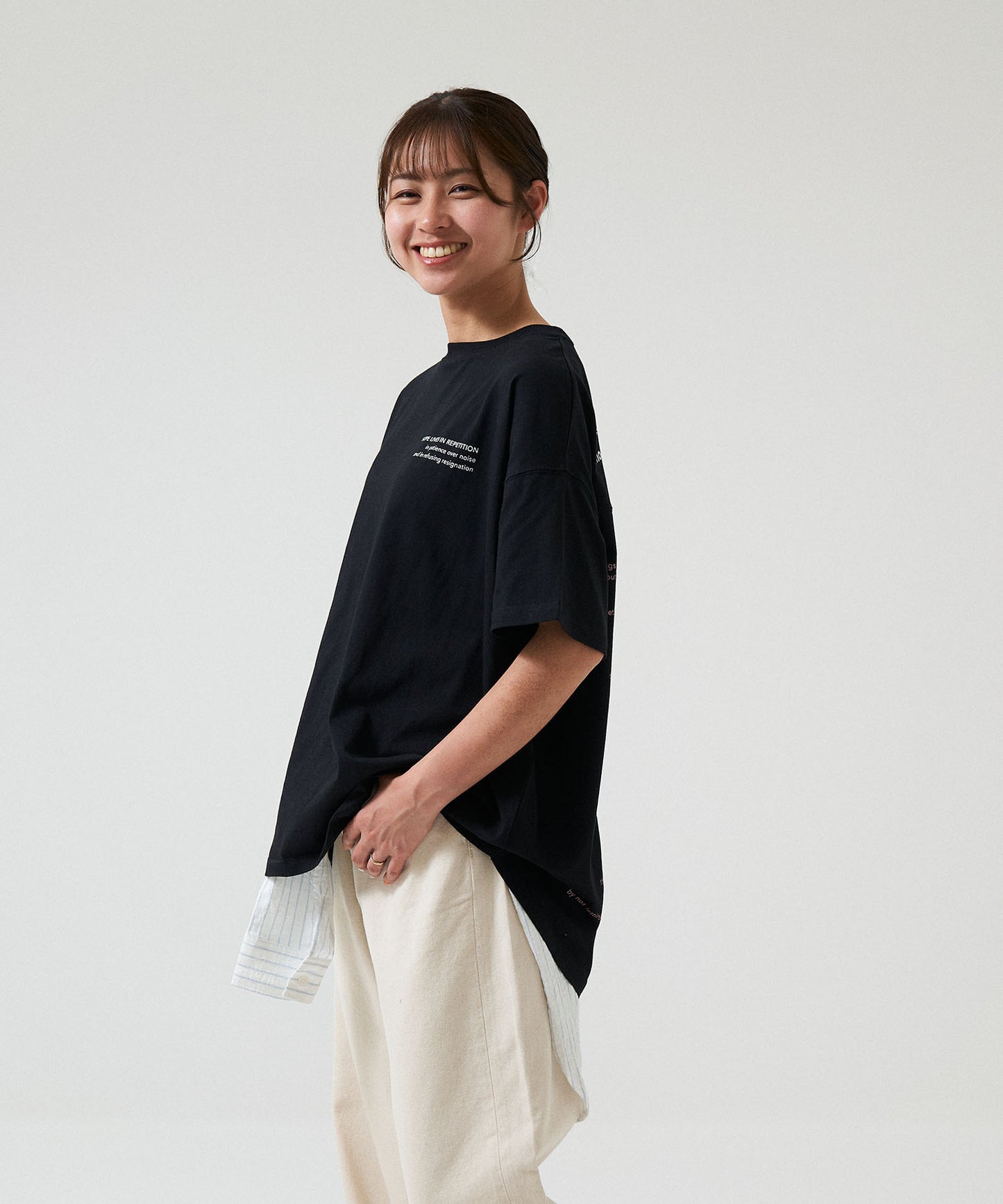アシメバックロゴ半袖チュニック