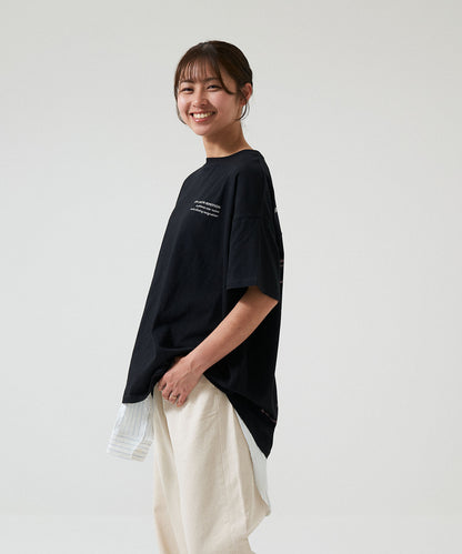 アシメバックロゴ半袖チュニック