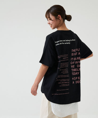 アシメバックロゴ半袖チュニック