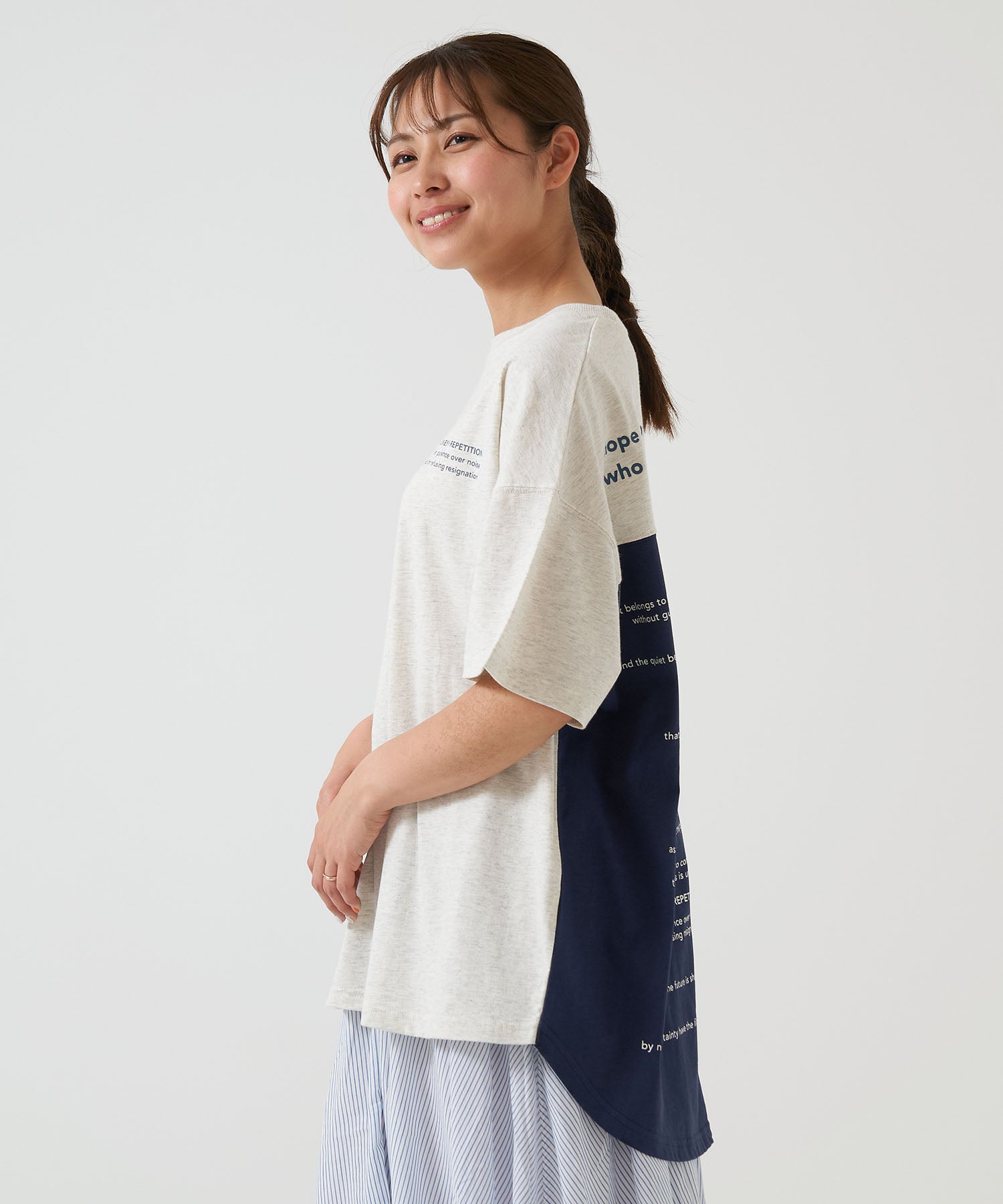 アシメバックロゴ半袖チュニック – HEART MARKET