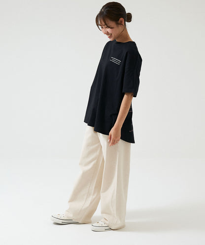 アシメバックロゴ半袖チュニック