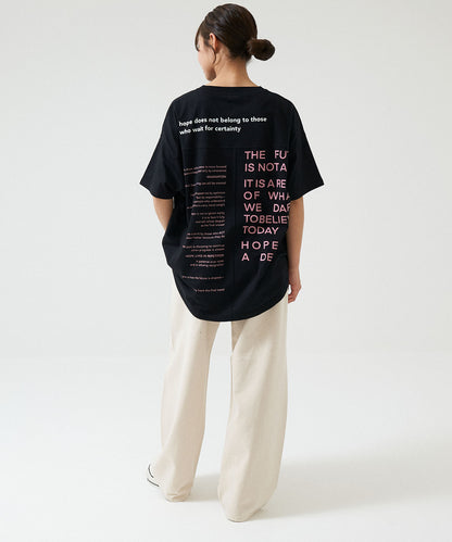 アシメバックロゴ半袖チュニック