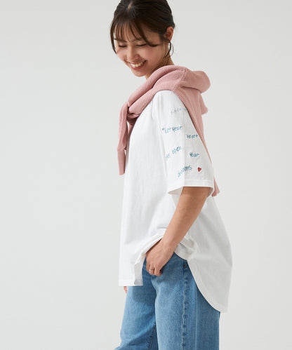 Hem Round Sleeve Embroidery Tunic