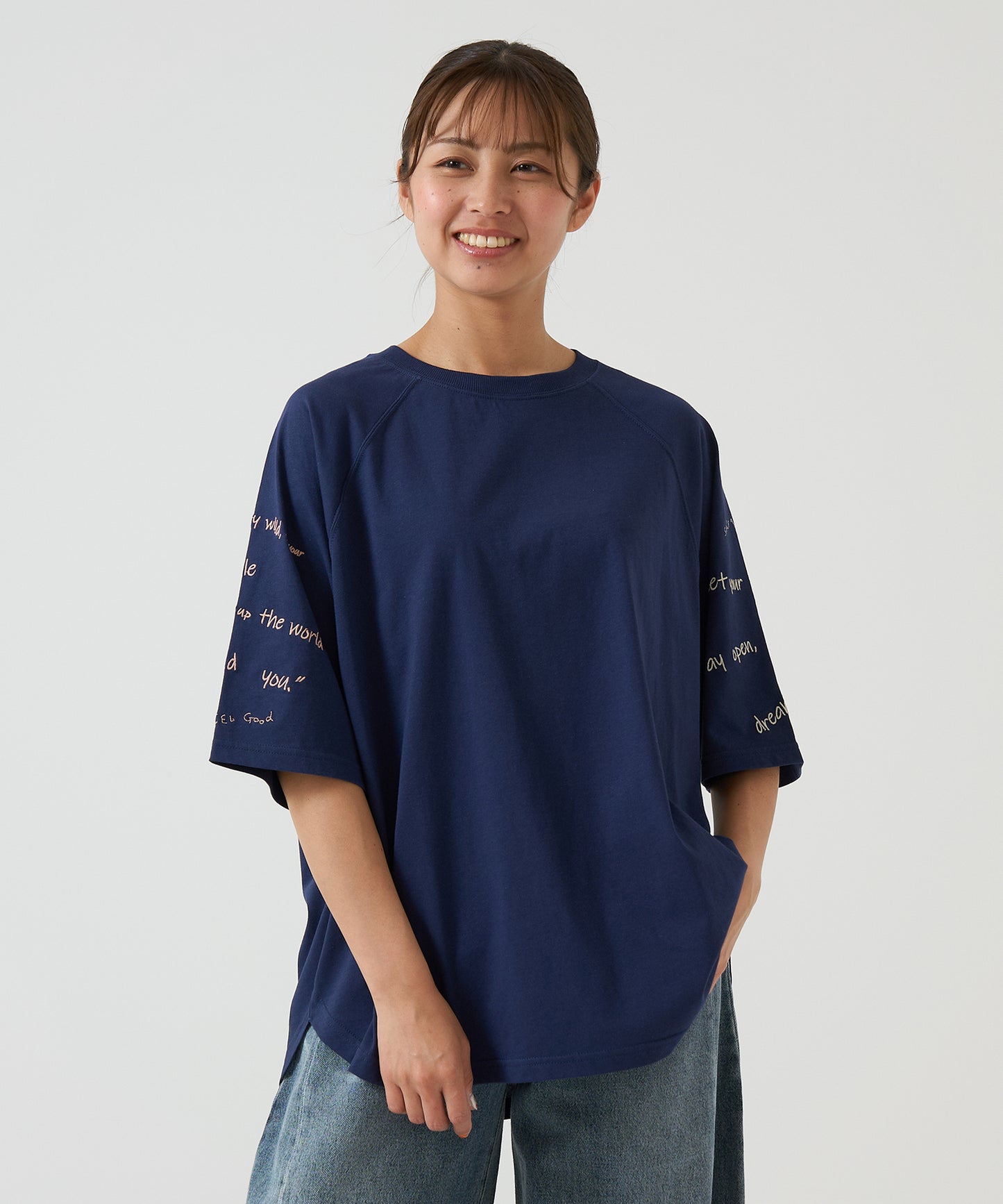 Hem Round Sleeve Embroidery Tunic