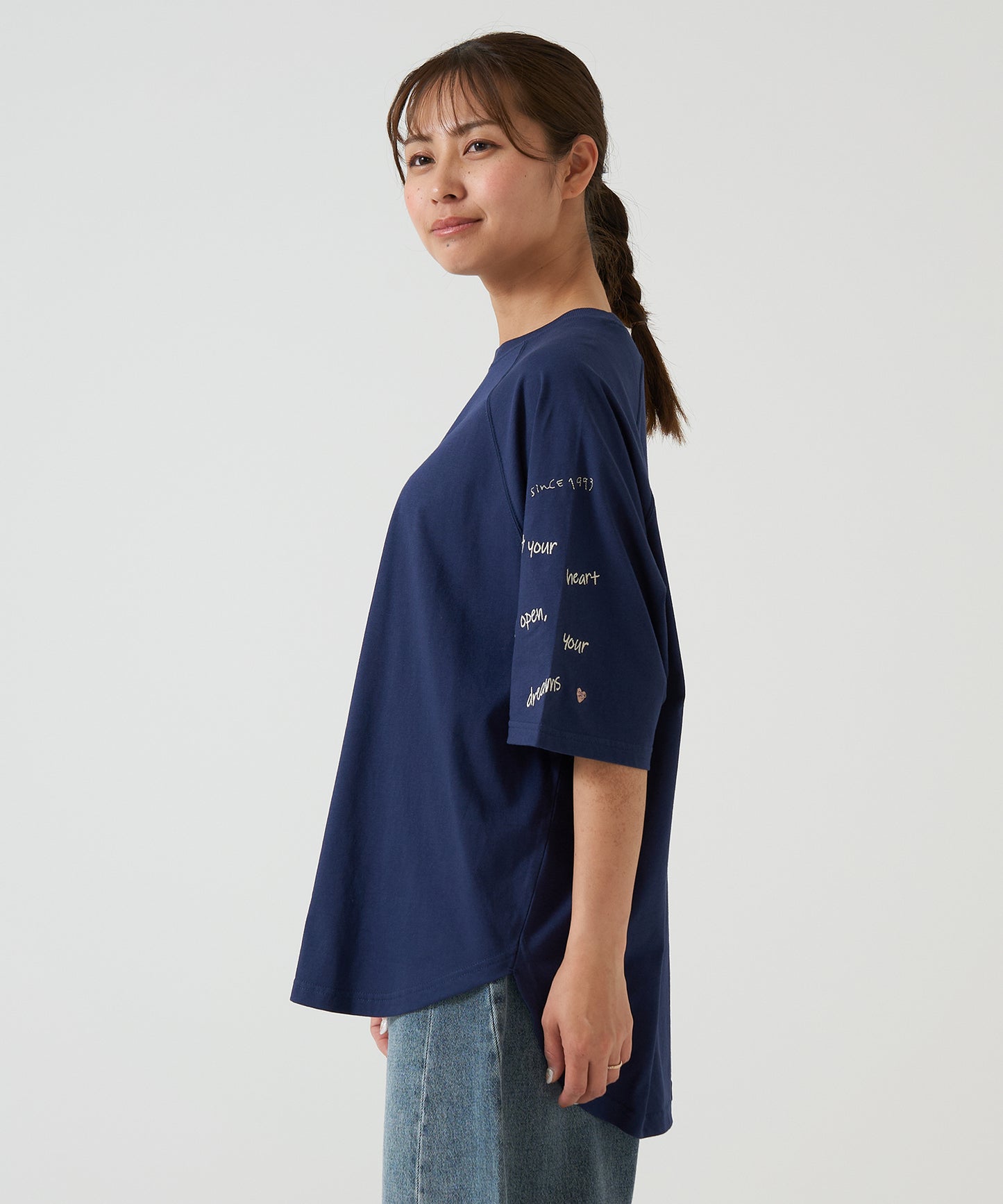 Hem Round Sleeve Embroidery Tunic