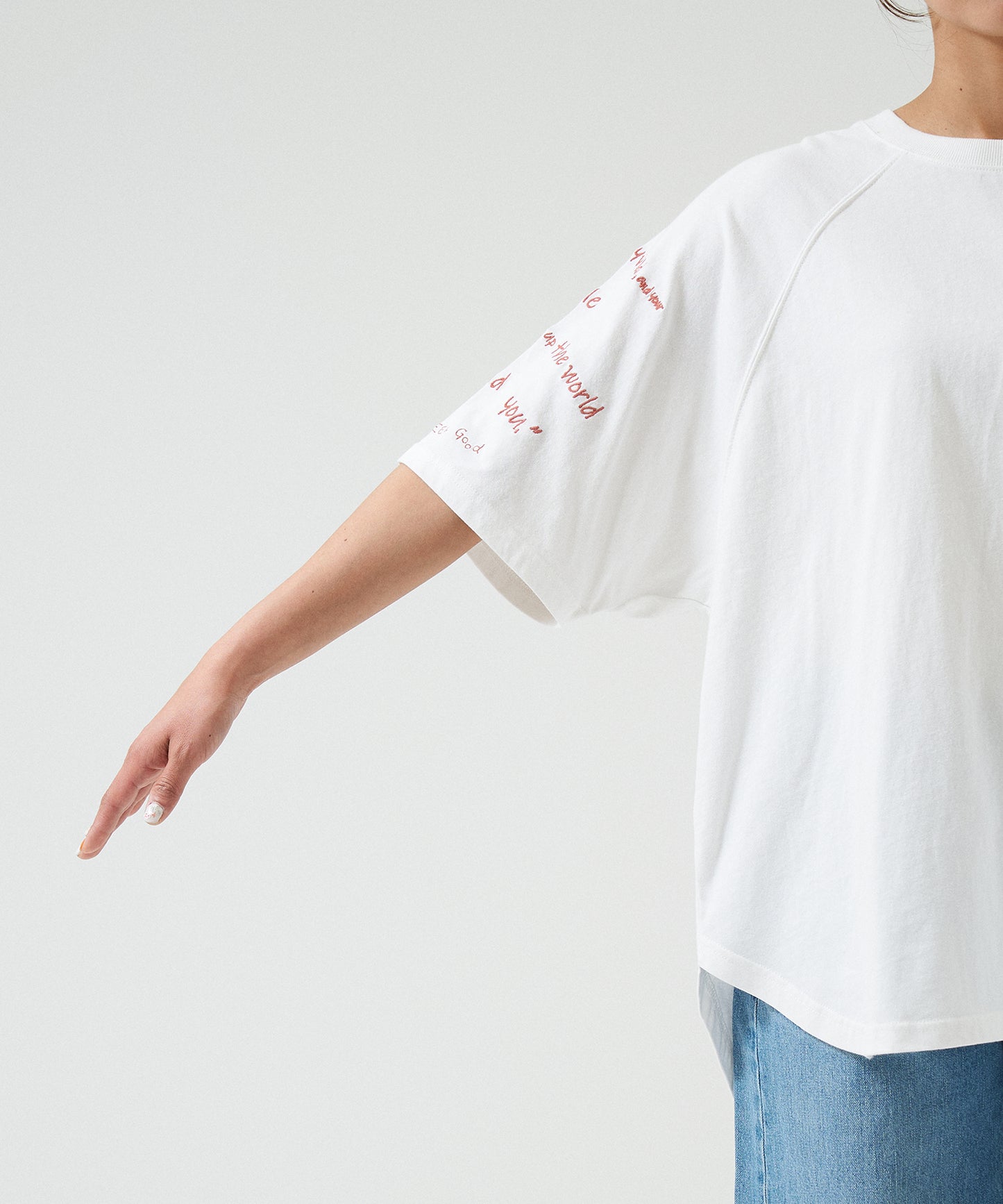 Hem Round Sleeve Embroidery Tunic