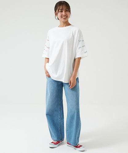 Hem Round Sleeve Embroidery Tunic