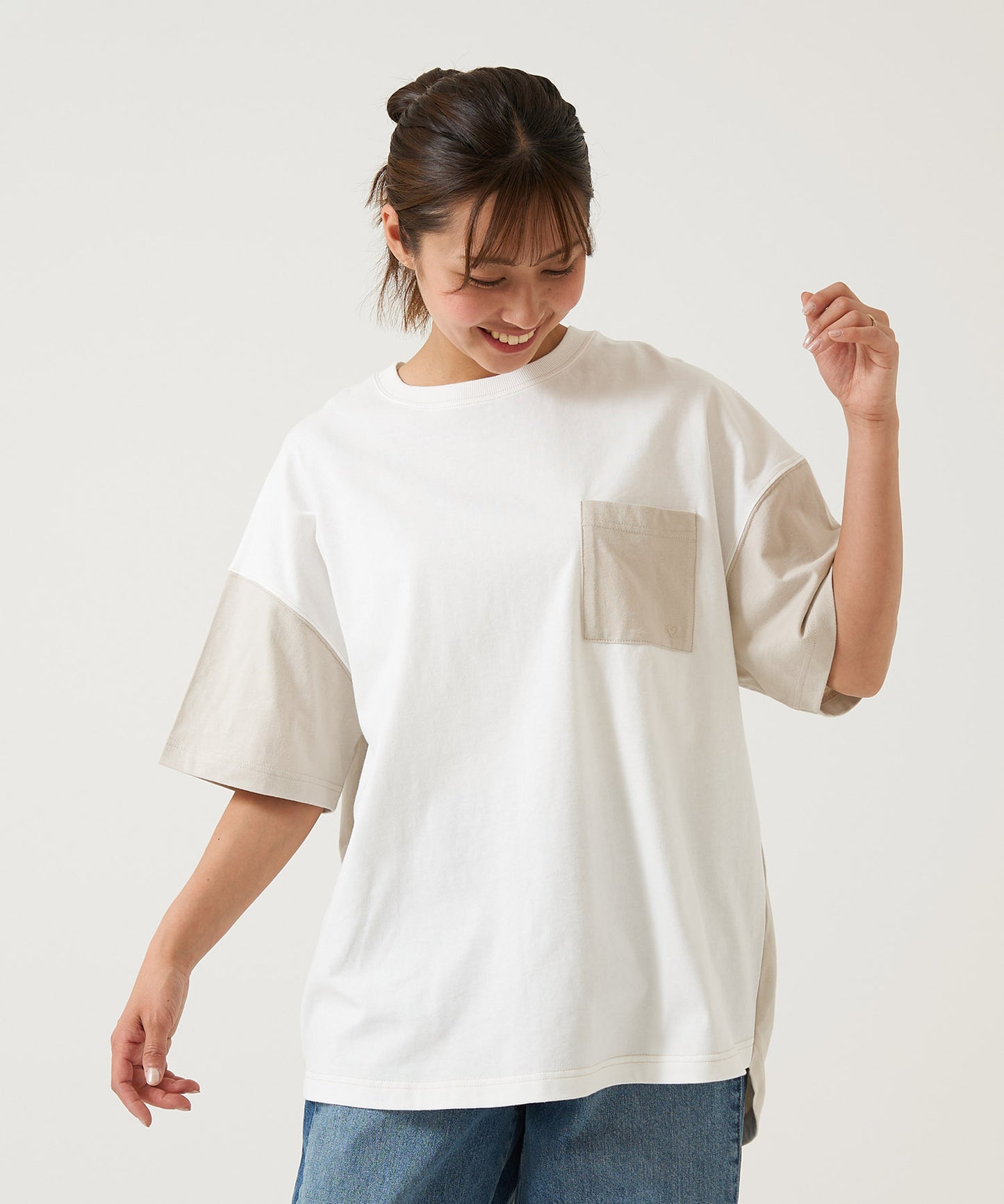 Hem Round Color-Blocked Stitch Tunic