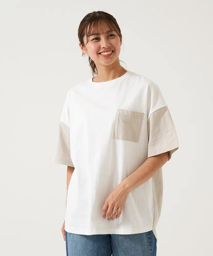 Hem Round Color-Blocked Stitch Tunic