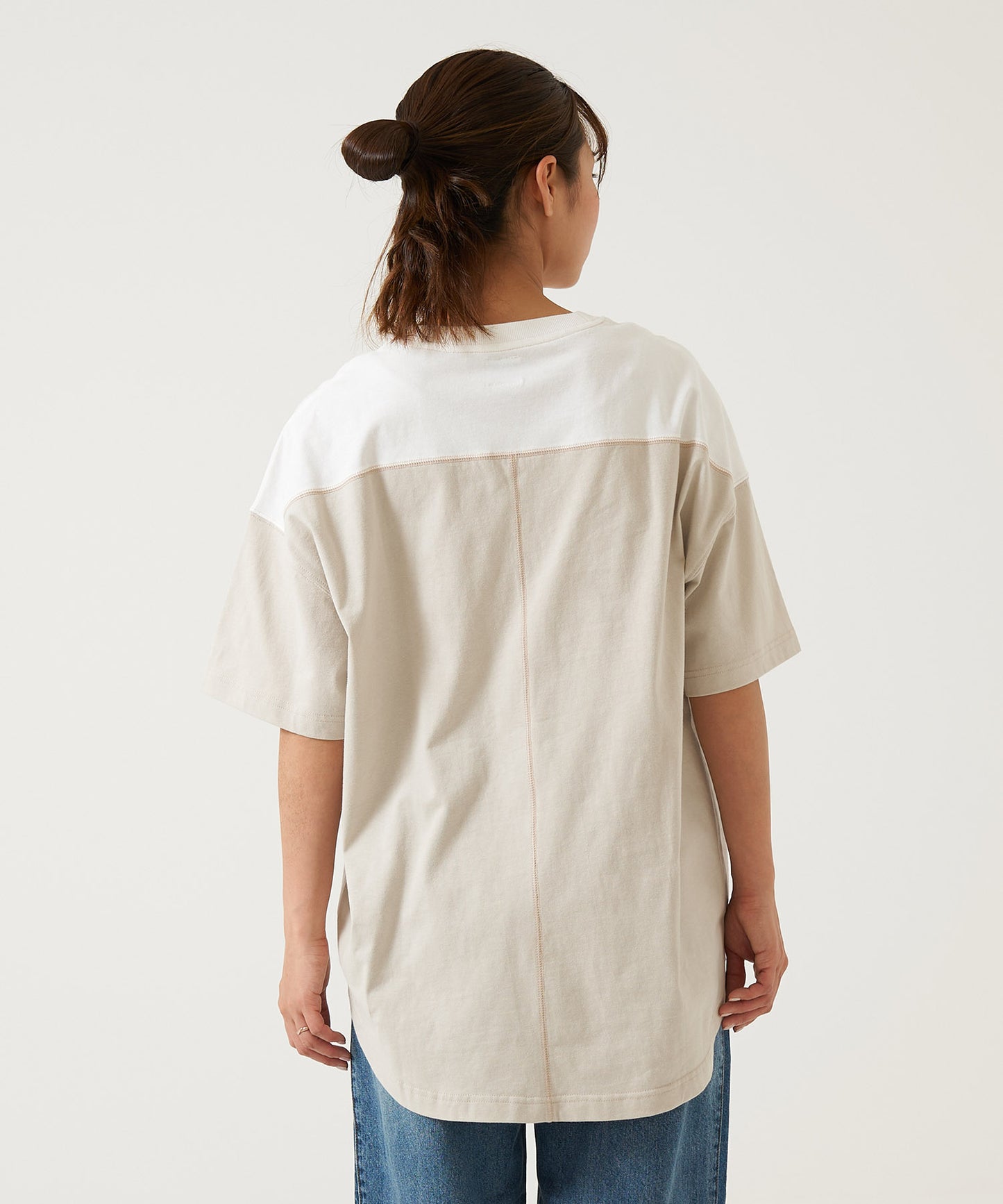 Hem Round Color-Blocked Stitch Tunic