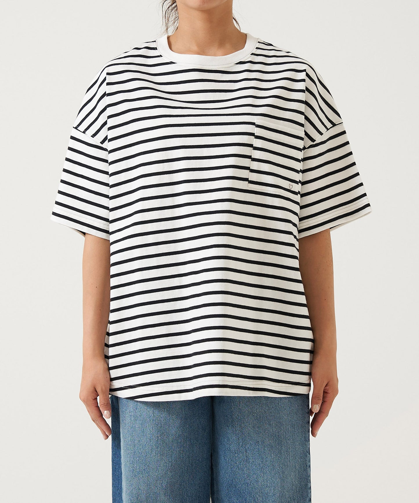 Hem Round Color-Blocked Stitch Tunic