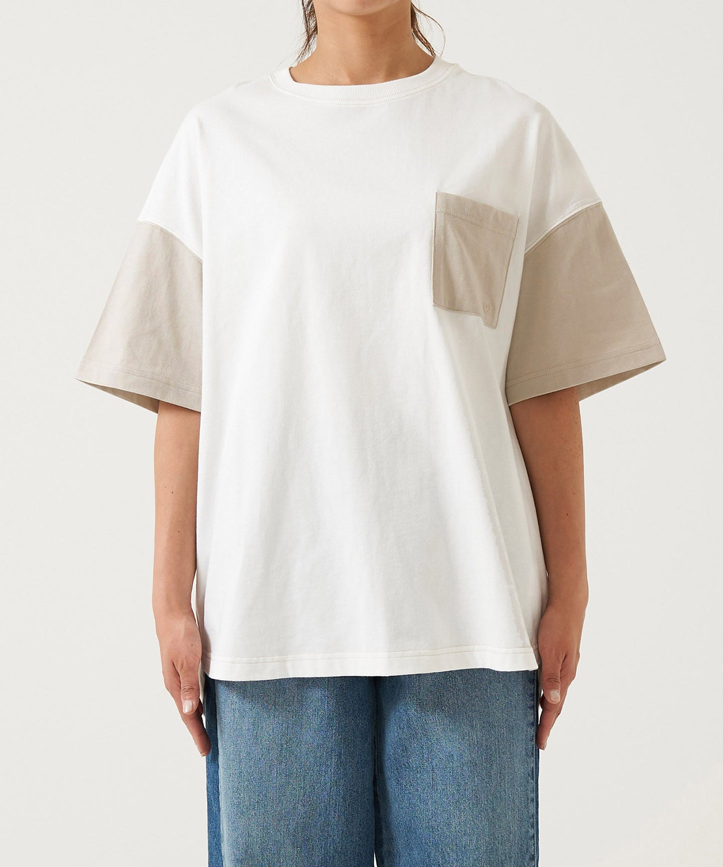 Hem Round Color-Blocked Stitch Tunic