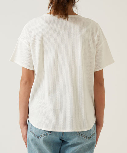 《April 23 Arrival》Eyelet Rib Crew Henley Pullover