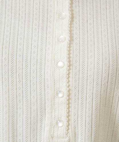 《April 23 Arrival》Eyelet Rib Crew Henley Pullover