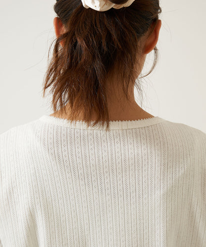 《April 23 Arrival》Eyelet Rib Crew Henley Pullover