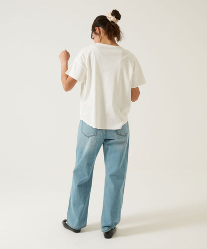 《April 23 Arrival》Eyelet Rib Crew Henley Pullover