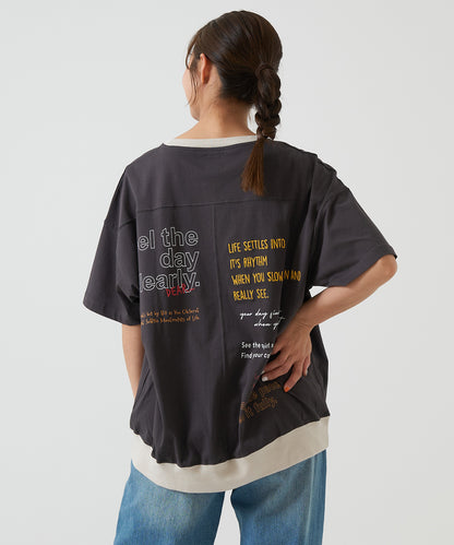 One-Sided Chest Embroidery Back Print Pullover