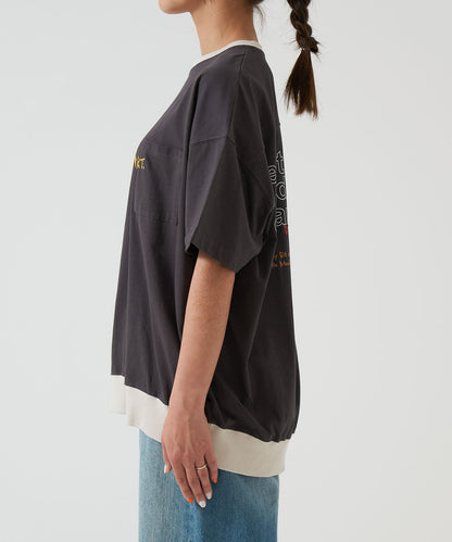 One-Sided Chest Embroidery Back Print Pullover