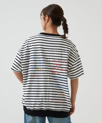 One-Sided Chest Embroidery Back Print Pullover