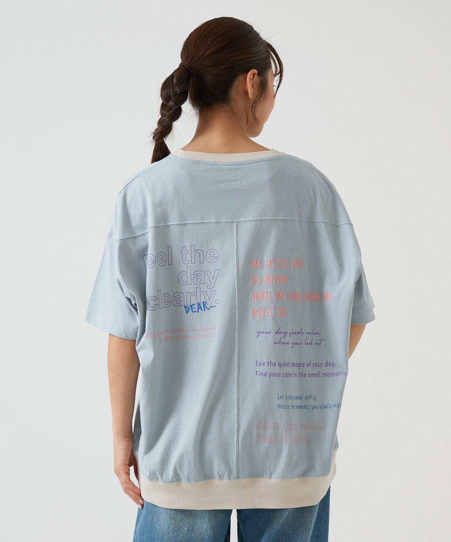One-Sided Chest Embroidery Back Print Pullover