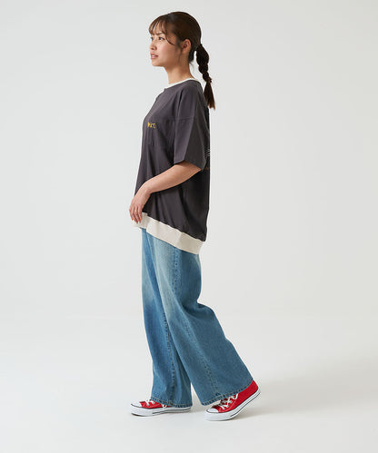 One-Sided Chest Embroidery Back Print Pullover