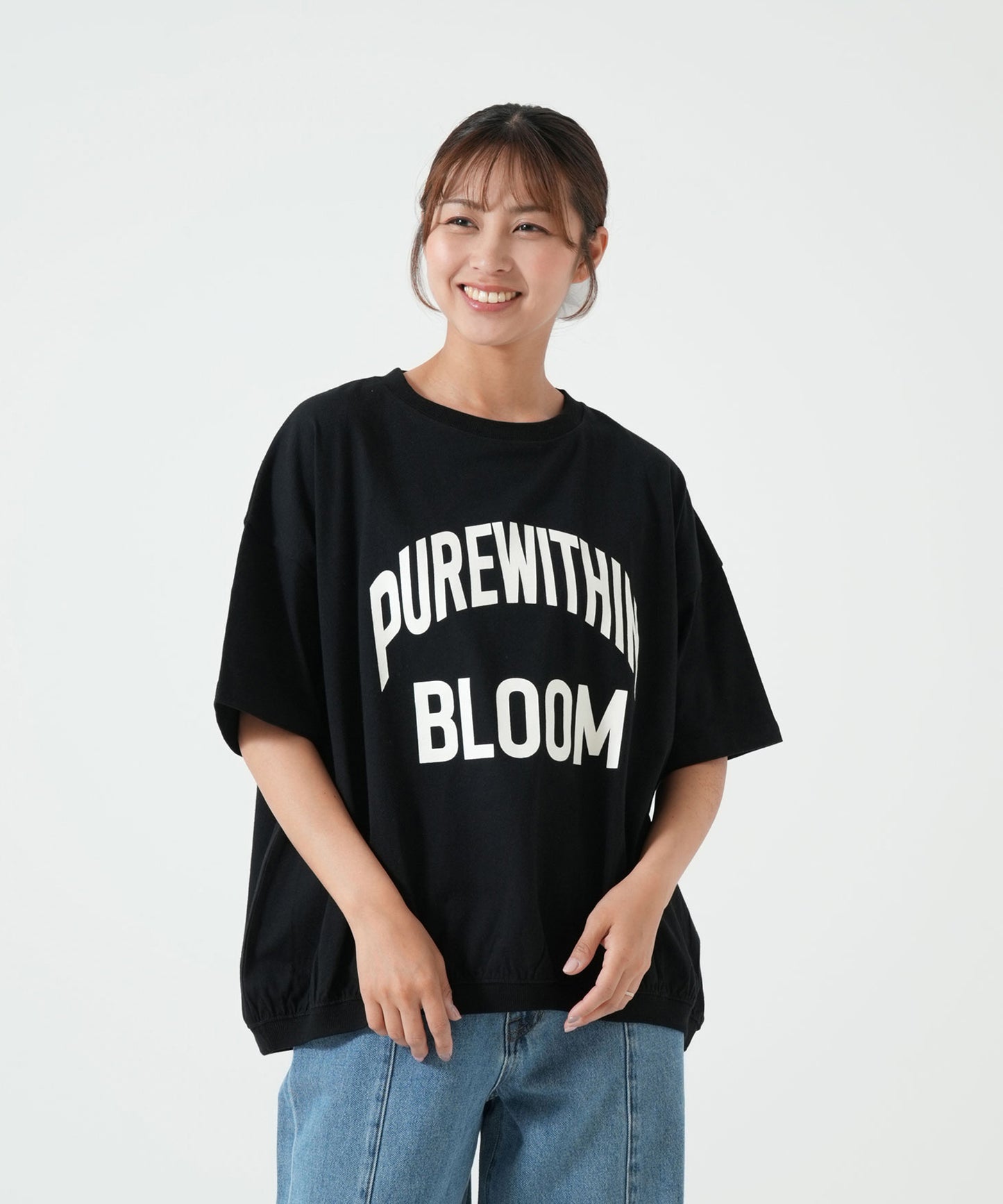 裾ギャザーカレッジTEE