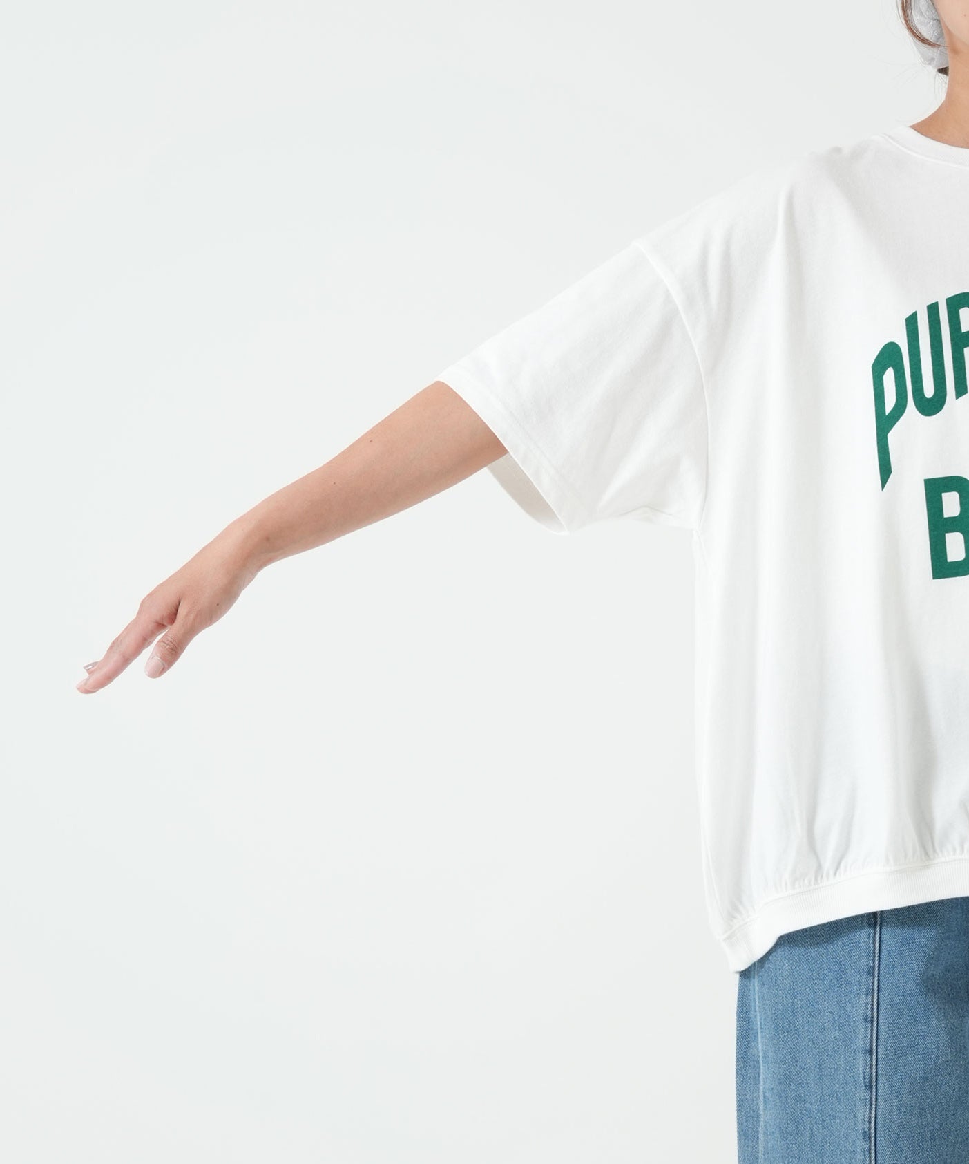 裾ギャザーカレッジTEE
