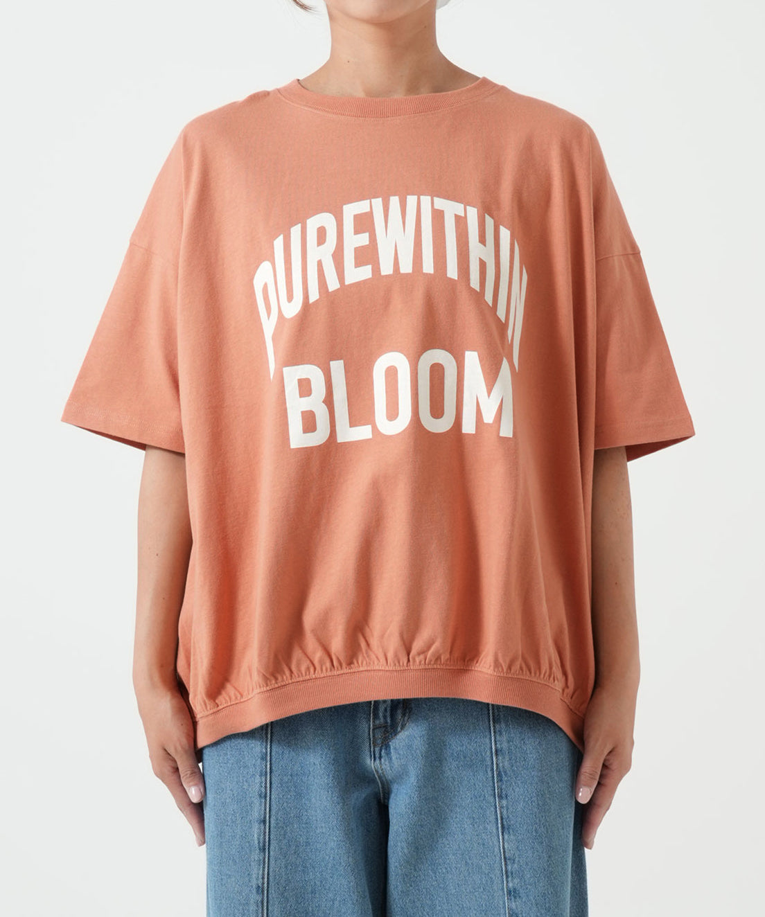 裾ギャザーカレッジTEE