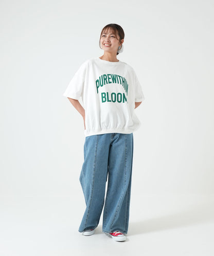 裾ギャザーカレッジTEE