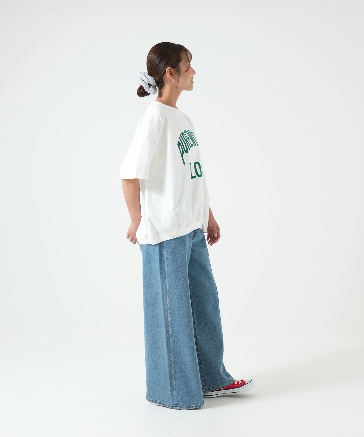裾ギャザーカレッジTEE