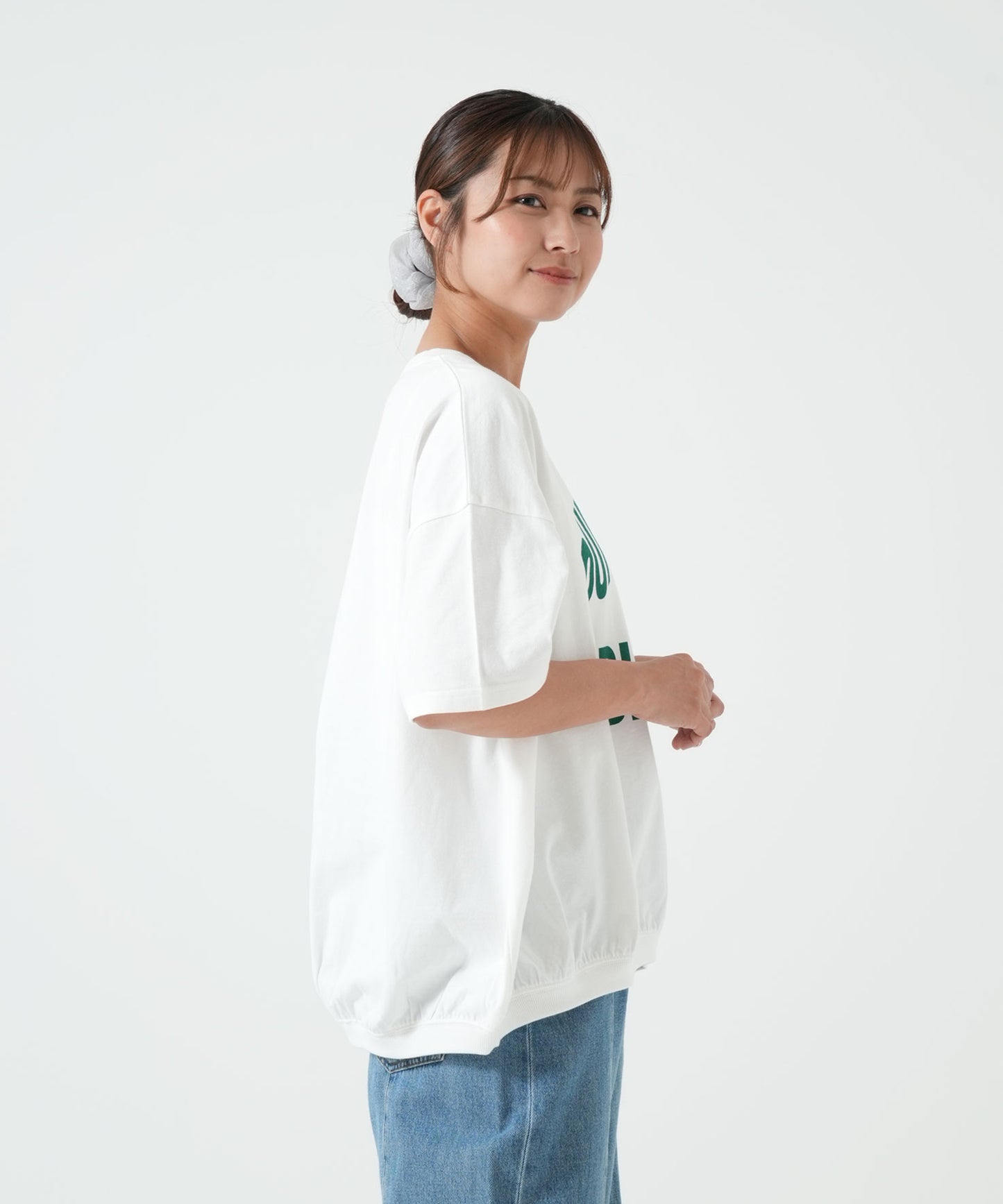 裾ギャザーカレッジTEE