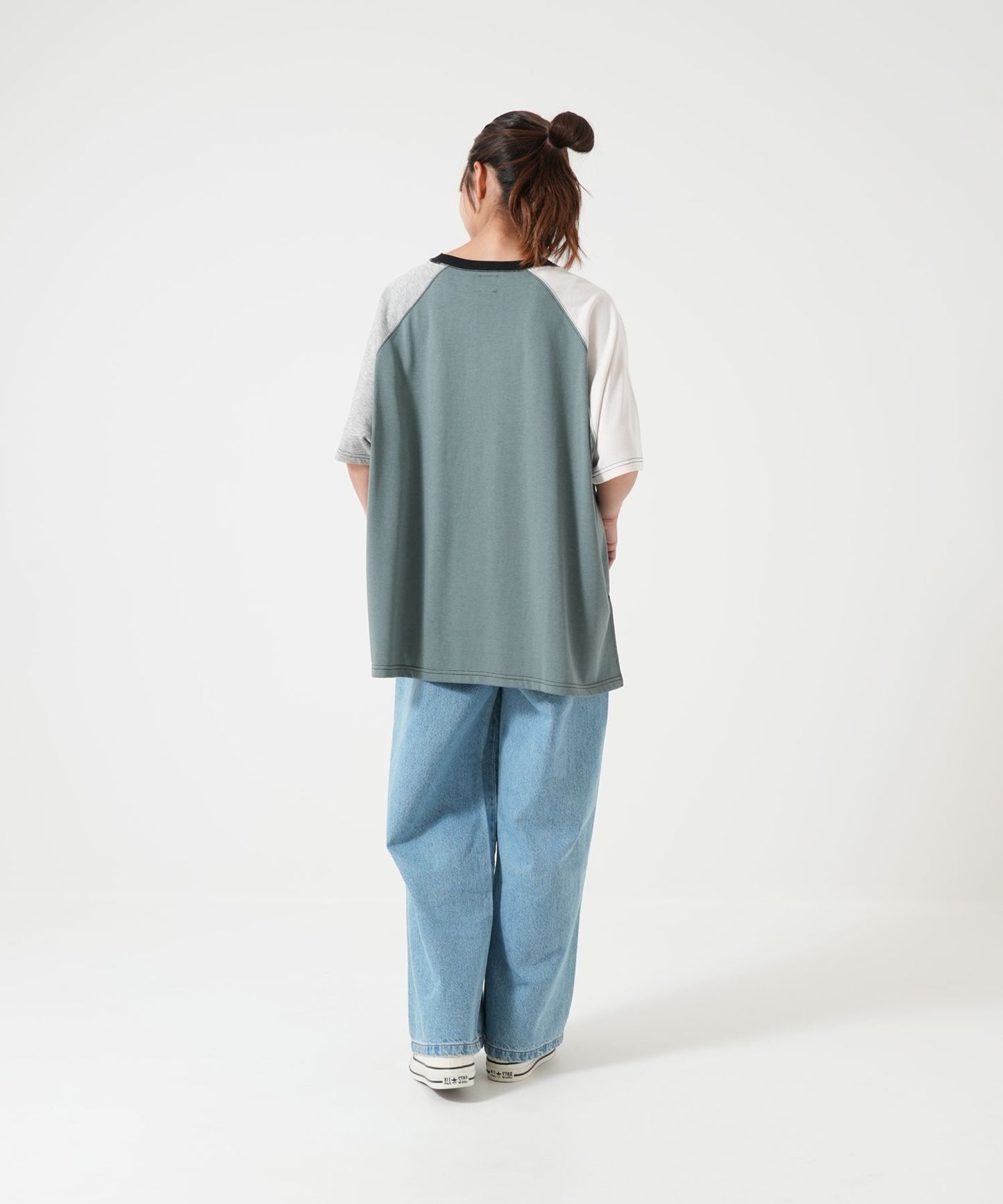 スラブ配色ラグランTEE