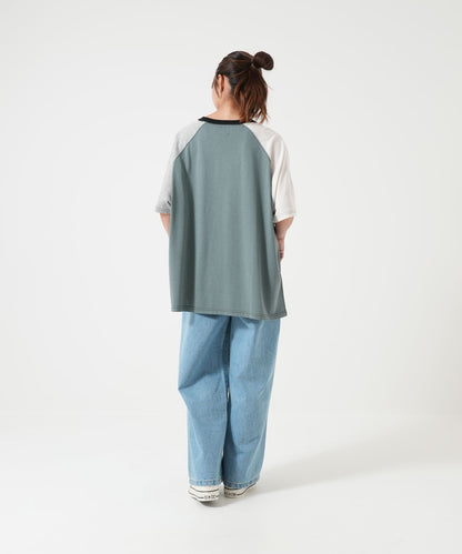 スラブ配色ラグランTEE