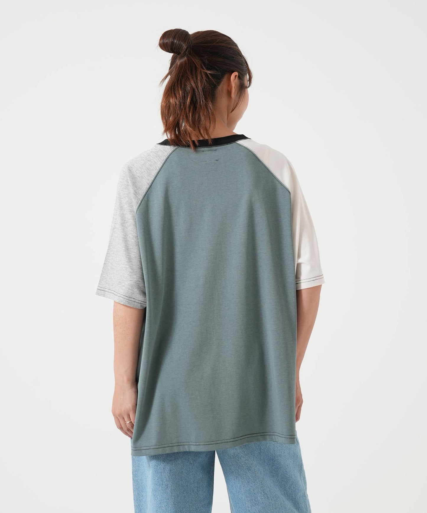 スラブ配色ラグランTEE